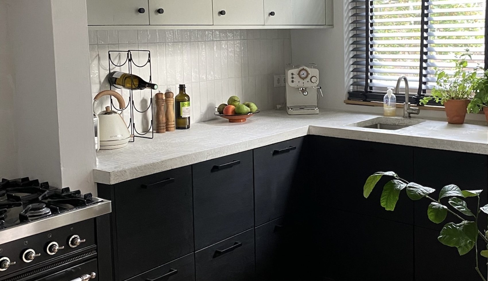 Roble pintado, cocina pequeña